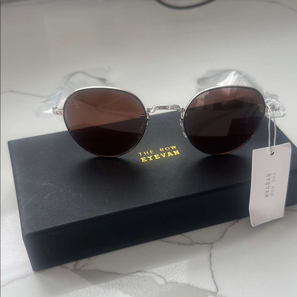 The Row Eyewear Silver and Brown Sunglasses